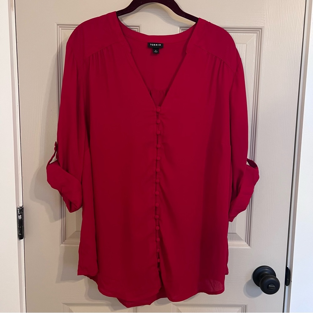 Torrid RED Womens Shear Button Down